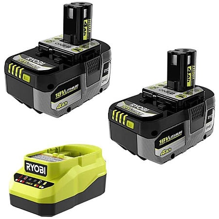 RYOBI ONE+ 18V Lithium-Ion High Performance Starter Kit with (2) 4 Ah High Performance Batteries and 2A Charger $104 at Home Depot