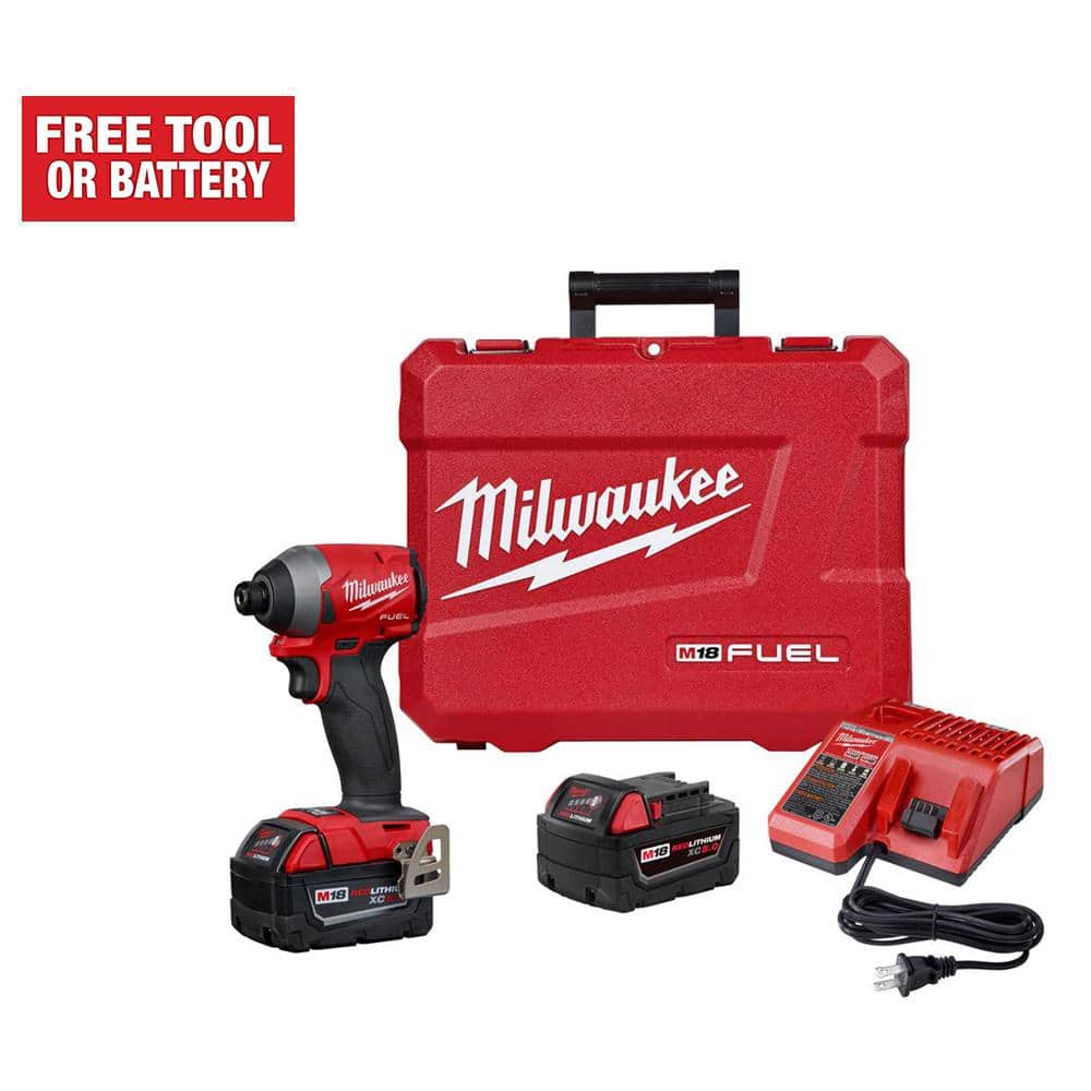M18 FUEL 18V Lithium-Ion Brushless Cordless 1/4 in. Hex Impact Driver Kit with Two 5.0Ah Batteries Charger Hard Case $155.78 with HD hack