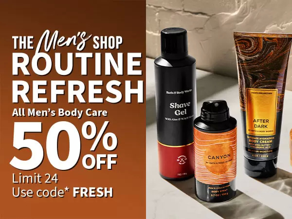Bath and Body Works - All Men's Body Care 50% Off TODAY ONLY