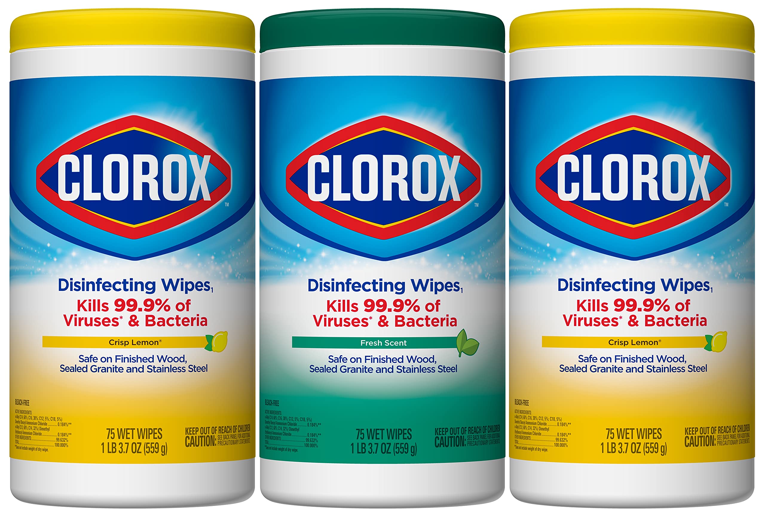 Clorox Disinfecting Wipes Value Pack, 75 Ct Each, Pack of 3 for $7.49 at Amazon