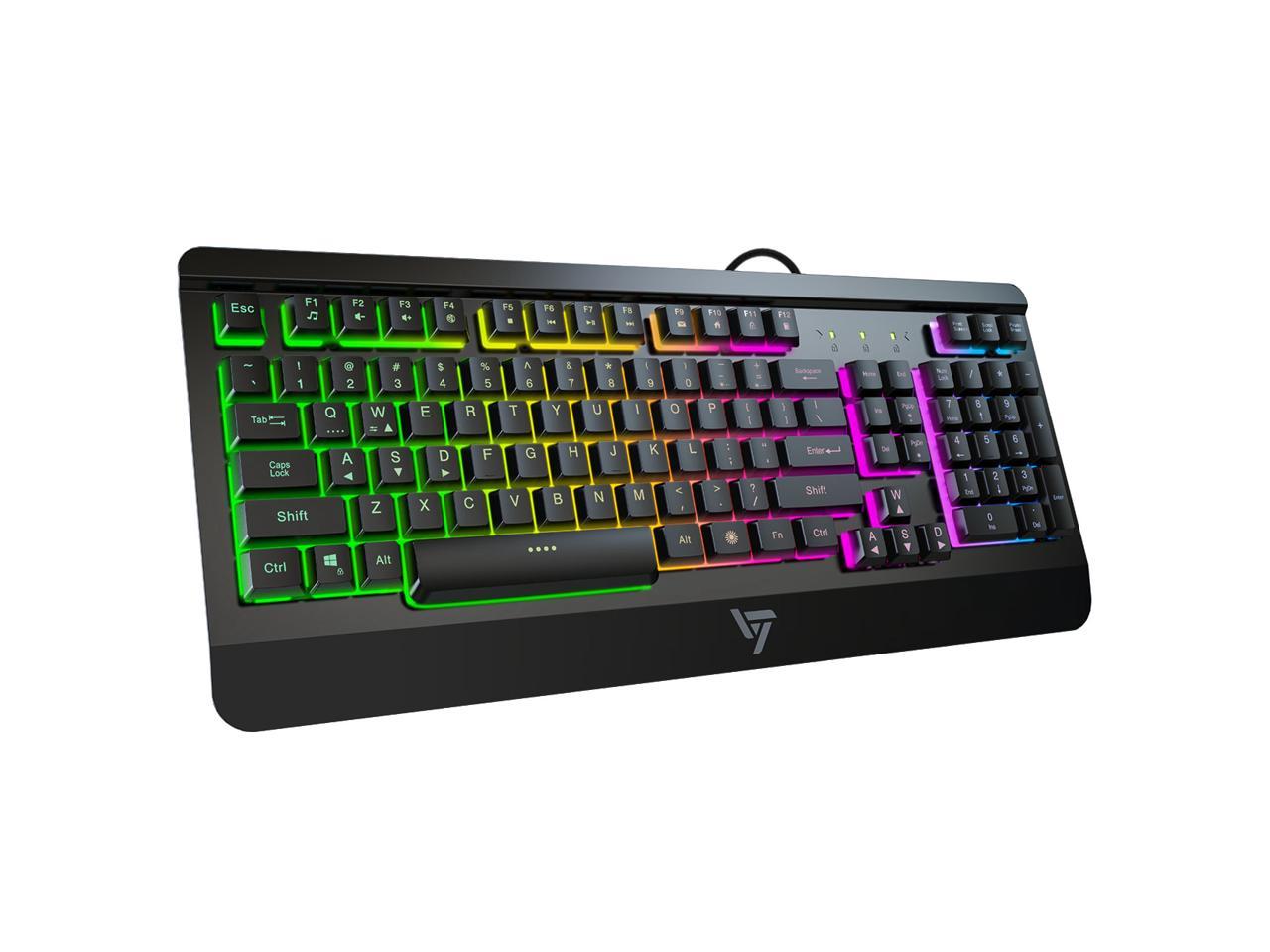 VicTsing Ultra-slim Rainbow LED Backlit USB Wired Gaming Keyboard for $12.89