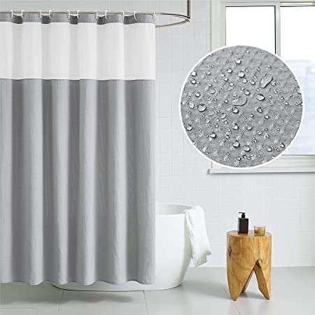 Bedsure Fabric Shower Curtain with 12 Hooks (Light Grey, 72x72 Inch) for $5.99