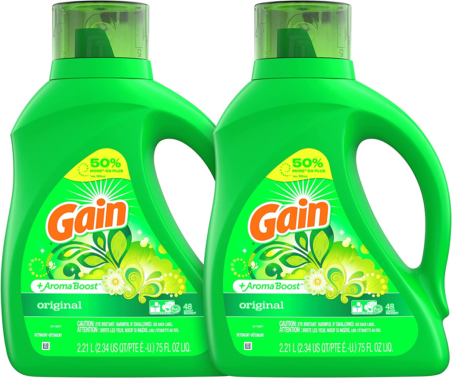 2-Pack 75-Oz Gain Laundry Detergent Liquid Soap Plus Aroma Boost, Original Scent, HE Compatible $14.14 w/ S&S + free shipping w/ Prime or on $25+