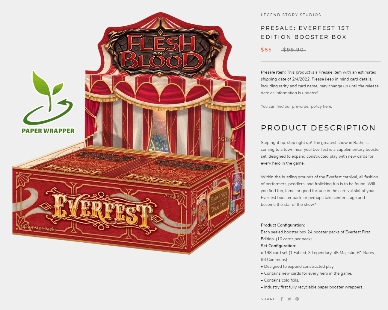 Presale: Everfest 1st edition booster box $85