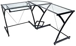 Amazon.com: Walker Edison Ellis Contemporary Glass Top L Shaped Corner Computer Desk, 51 Inch, Black : Home & Kitchen $68