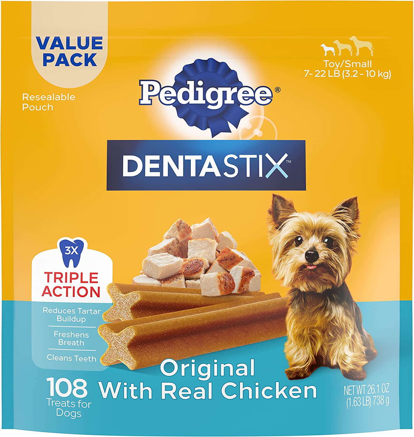 PEDIGREE DENTASTIX Toy/Small Dog Dental Treats Original Flavor (108 Treats) for $7.73 after $5 coupon and S&S