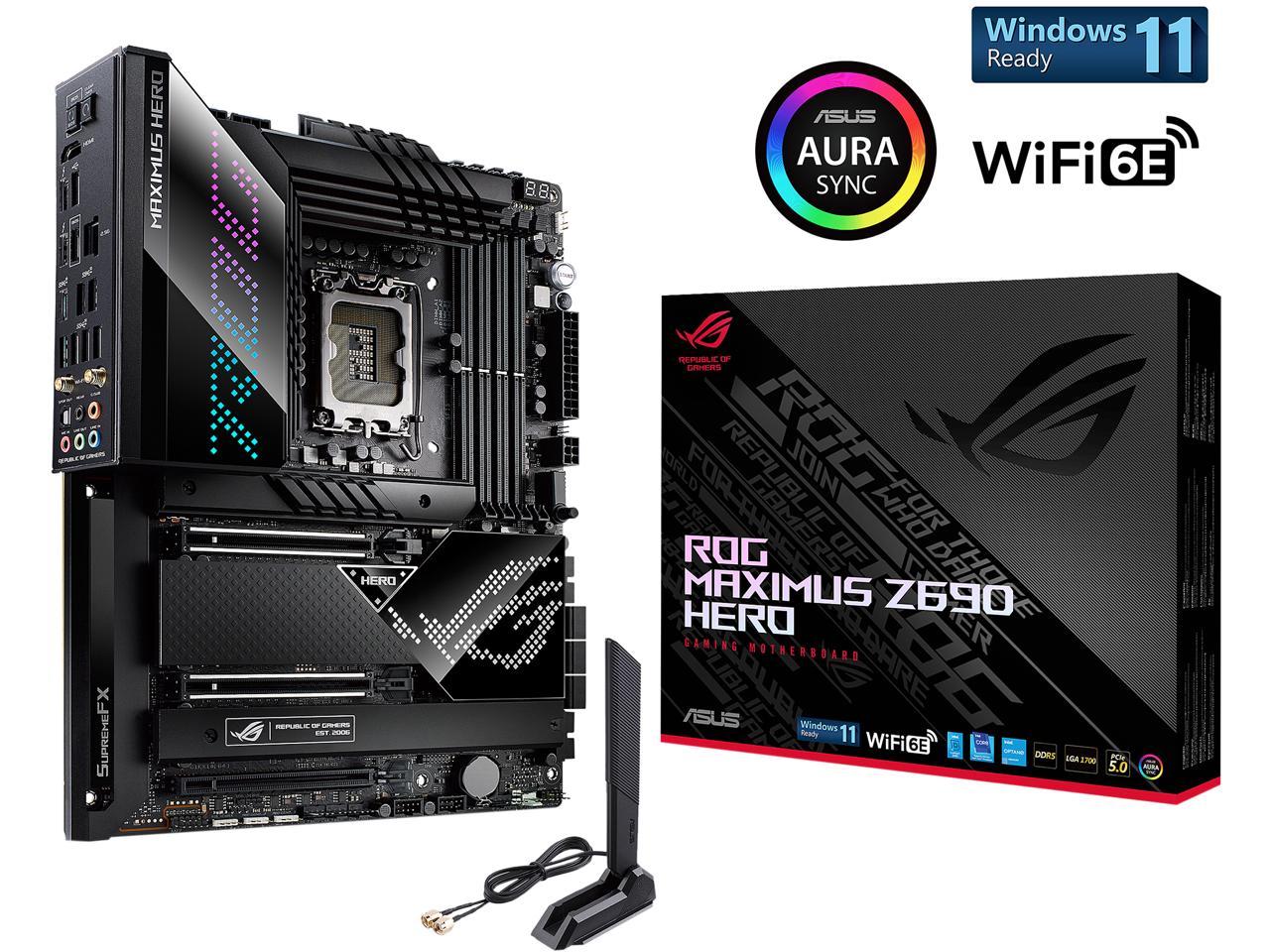 ASUS ROG Maximus Z690 Hero (WiFi 6E) LGA 1700 Intel 12th Gen ATX Gaming Motherboard- PCIe 5.0, DDR5, 20+1 90A Power Stages, 2.5Gb LAN, V5.2, 2x Thunderbolt 4 ports, 5xM.2 $599.99
