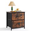 $15.50*：Small 2-Drawer Nightstand, Fabric Dresser End Table with Wooden Top for Bedroom/Closet/Entryway, 11.8&amp;quot; D &times; 18&amp;quot; W &times; 20&amp;quot;, Brown