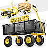 $69.99*:GVDV Heavy Duty Steel Garden Cart with Liner, 660lbs Capacity, 3 Cu ft, 10&amp;quot; All-Terrain Wheels, Black/Yellow