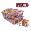 $9*: 2-Pack 20oz Cook With Color 8-Compartment Snackle Box(Various  Color)-12.00 x 9.25 x 5.40 Inches