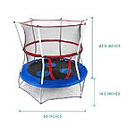 $53.99*:Skywalker 60&quot; Kids Mini Trampoline with Net &amp; Handlebar, Indoor/Outdoor, Seaside Adventure  60&quot;L x 60&quot;W x 57.8&quot;H