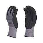 $9.99*:12-Pair Amazon Basics Micro-Foam Nitrile Coated Work Gloves, Nylon Liner Fiber, Touch Screen, Grey, Size 10/XL