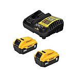 $99.99*:DEWALT DCB205-2c 20V MAX Lithium-Ion Battery 2-Pack and Charger, 5.0 Ah, Battery Starter Kit