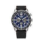 $149.99*:Citizen Men's Eco-Drive Sport Casual Watch, Black Nylon Strap, Blue Dial, Chronograph, Date (Model: CA4654-12M)