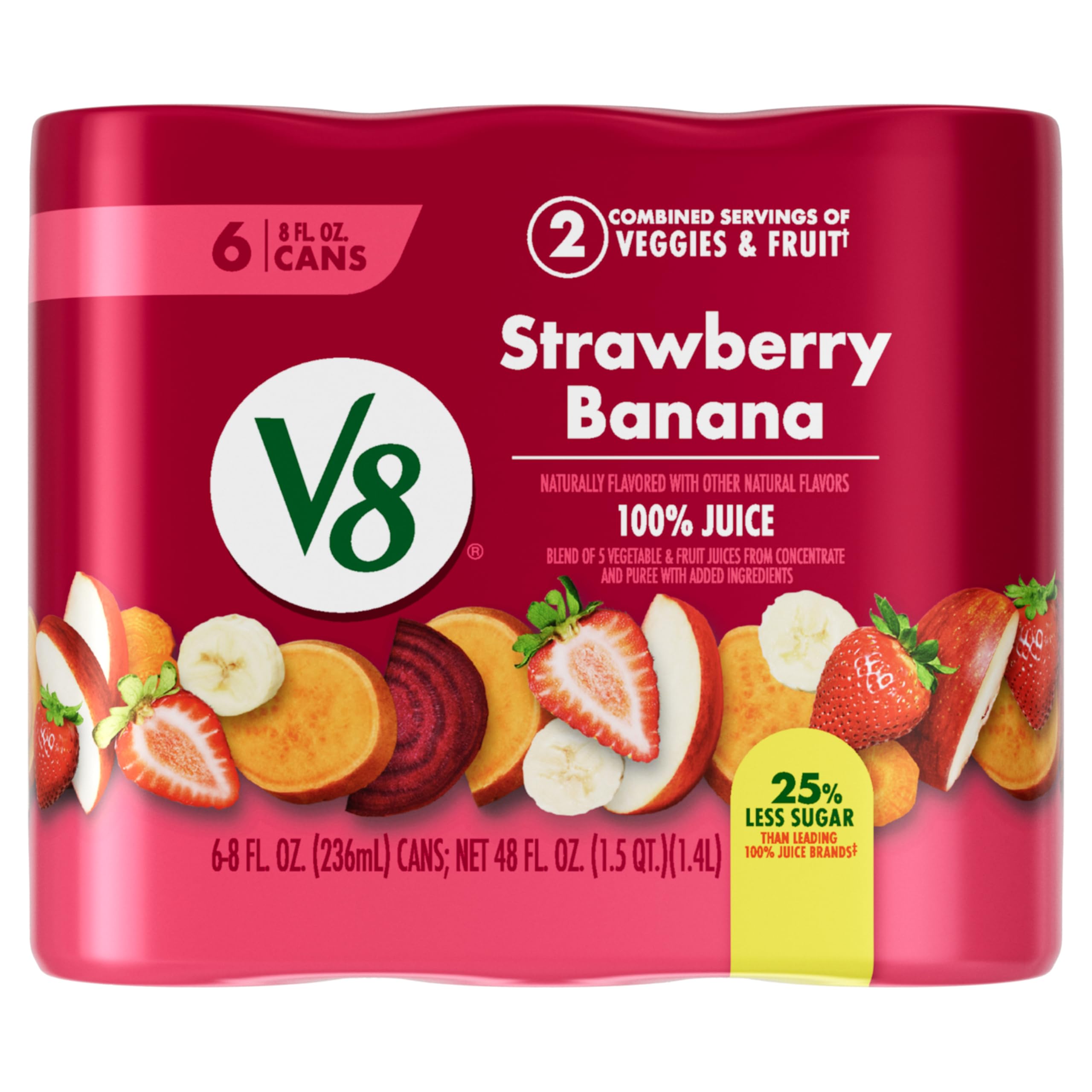 $3.83: V8 Strawberry Banana 100% Fruit and Vegetable Juice, 8 fl oz Can (6 Pack)