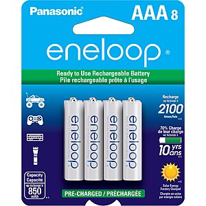 8-Pack Panasonic eneloop AAA Ni-MH Pre-Charged Rechargeable Batteries .15