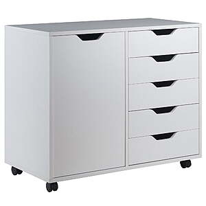 Winsome Wood Halifax 5-Drawer Mobile Side Cabinet (White) .80 + Free Shipping