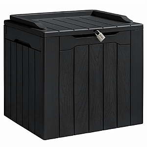 $24.59: Homall 31 Gallon Outdoor Deck Box In Resin with Seat, Black at Homall via Walmart