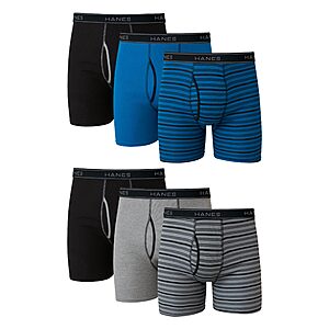 6-Pack Hanes Men's Tagless Cotton Boxer Brief (Striped Assorted) .15
