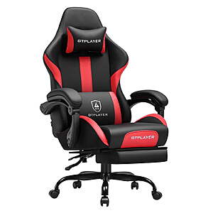 $89.99*:GTPLAYER Ergonomic Gaming Chair with Footrest and Lumber Support for Adults, Red
