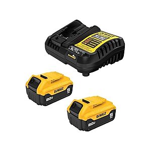 2-Pack 5Ah DeWalt 20V MAX Lithium-Ion Battery Starter Kit w/ Charger $100 + Free Shipping w/ Prime