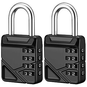 $6.99*:2-Pack Puroma 4-Digit Waterproof Combination Padlock (Black)