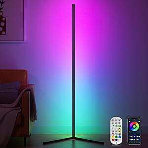 $15.99*:DAYBETTER Smart LED Corner Floor Lamp, RGB, Music Sync, App & Remote Control, 16M Colors, for Bedroom & Gaming Room
