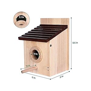 $10*:KZAIONE Bird House for Outside with Predator Guard Natural Wooden Bird Houses