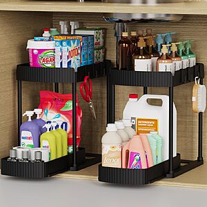 2-Pack 12.8" Ukeeptap Multi-Purpose Pull-Out Under Sink Storage Organizers $17 