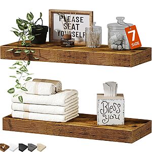 2-Pack 15.7" QEEIG Bathroom Floating Shelves (Rustic Brown) $10 