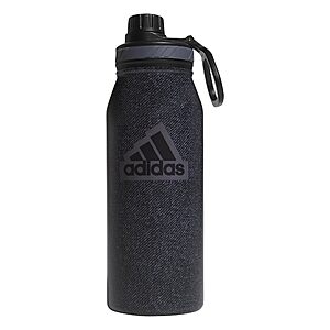 $16.31*:adidas 1 Liter (32 oz) Metal Water Bottle, Hot/Cold Double-Walled Insulated 18/8 Stainless Steel, Twill Black/Black/Grey Five, 32 Ounces