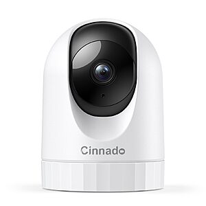 $9.48*:Cinnado 2K 360&deg; Indoor Wi-Fi Security Camera &ndash; Pet/Dog/Baby Cam with 2-Way Audio, Night Vision, 24/7 SD Storage, Phone App & Alexa/Google Home (2.4 GHz, D1)