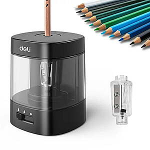 8.99*:Deli Electric & Battery Pencil Sharpener,Automatic with Adjustable Thickness(Various Color