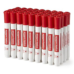 $11*:Amazon Basics Low-Odor Dry Erase Whiteboard Markers, Fine Tip, Red, 36 Count