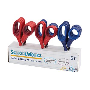 9.30*:(12-Pack)Fiskars Schoolworks 5" Kids Scissors,Pointed Tip,Red & Blue
