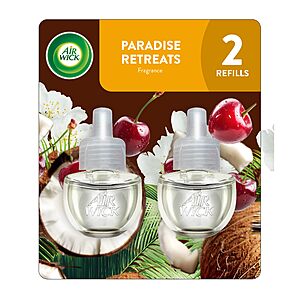 3*:Air Wick Plug in Scented Oil Refill,2ct,Paradise Retreat,Air Freshener,Essential Oils