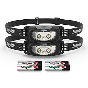 $7.68*:2-Pack Energizer Universal Plus LED Headlamp w/ Batteries (Midnight Black/Camp Green)