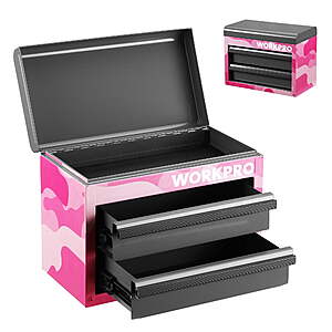 $26.99*:WORKPRO Mini Tool Box, 2-Drawer Metal Tool Chest with Ball Bearing Slides, Top Storage(Various Color)