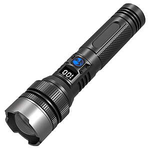 13.69*:Juyafio Powerful Flashlight 150000 Lumens,USB Rechargeable Waterproof,Super Bright XHP70.2 Handheld Flashlight,Zoomable Torch for Hiking Hunting Camping
