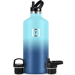 64-Oz Iron Flask Vacuum Insulated Stainless Steel Bottle w/ 3 Lids (various) $15 