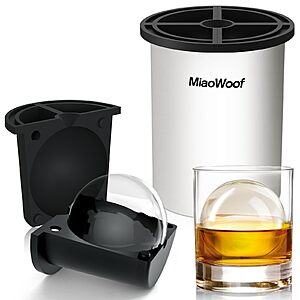 $9.99*:Clear Ice Cube Maker, 2.5 Inch Stainless Steel Crystal Large Clear Ice Ball Maker, Silicone Ice Cube Mold for Cocktails, Drinks & Bourbon, Whiskey Gifts for Men (1 Pack)