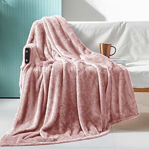 9.99*:Exclusivo Mezcla Plush Fuzzy Large Fleece Throw Blanket (50" x 70",Dusty Pink)- Soft,Warm and Lightweight