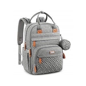 $26.99*:26L BabbleRoo Diaper Bag Backpack(Light Gray) at Woot!