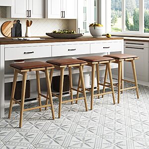 4pc Nathan James 24" Barker Classic Counter Height Wood Barstool w/ Leather Cushion $158.20 + Free Shipping
