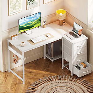 $44.99*: Casacomoda 48 inch Computer Desk with 4 Fabric Drawers(White) at Walmart.com