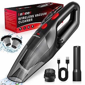 $10.96*:Loheer Car Vacuum Cordless, Portable Handheld Vacuum Cleaner, Rechargeable with 2 Stainless Filter at Walmart.com