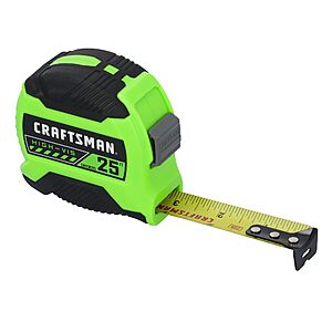 CRAFTSMAN High-Visibility Tape Measure 25 FT (CMHT38225LW) $5.99 at Amazon.com