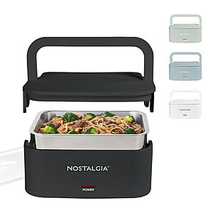$24.99*:Nostalgia 32-Ounce Heated Electric Lunch Box – Travel Size 4 Cup Capacity – Black/Lavender/Ocean Blue at Amazon
