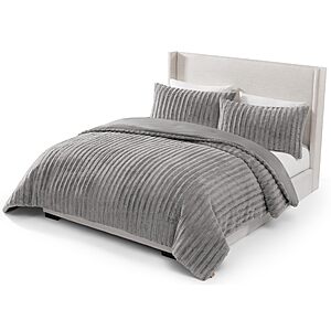 $110*:UGG Kenzie Plush Faux Fur Comforter Set w/ 2 Pillow Shams, King/Cal King, Seal Grey at Amazon