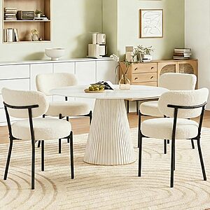 2-Count Dumos Mid Century Modern Dining Chairs w/ Black Metal Legs (Light Beige) $72.97 + Free Shipping